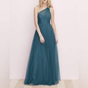WTOO by Watters "Rue" One Shoulder Bridesmaid Dress in Teal
